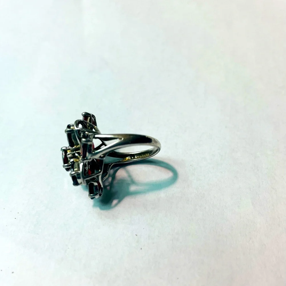 Garnet Floral Ring 925 Silver - Picture 14 of 14